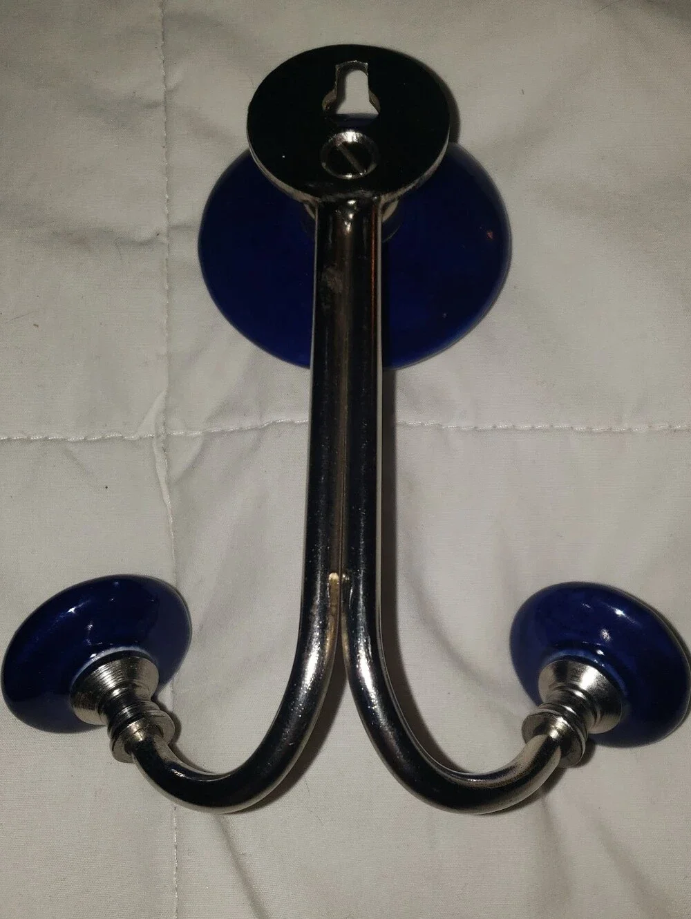 Decorative Cobalt Blue and Silver Wall Hook -